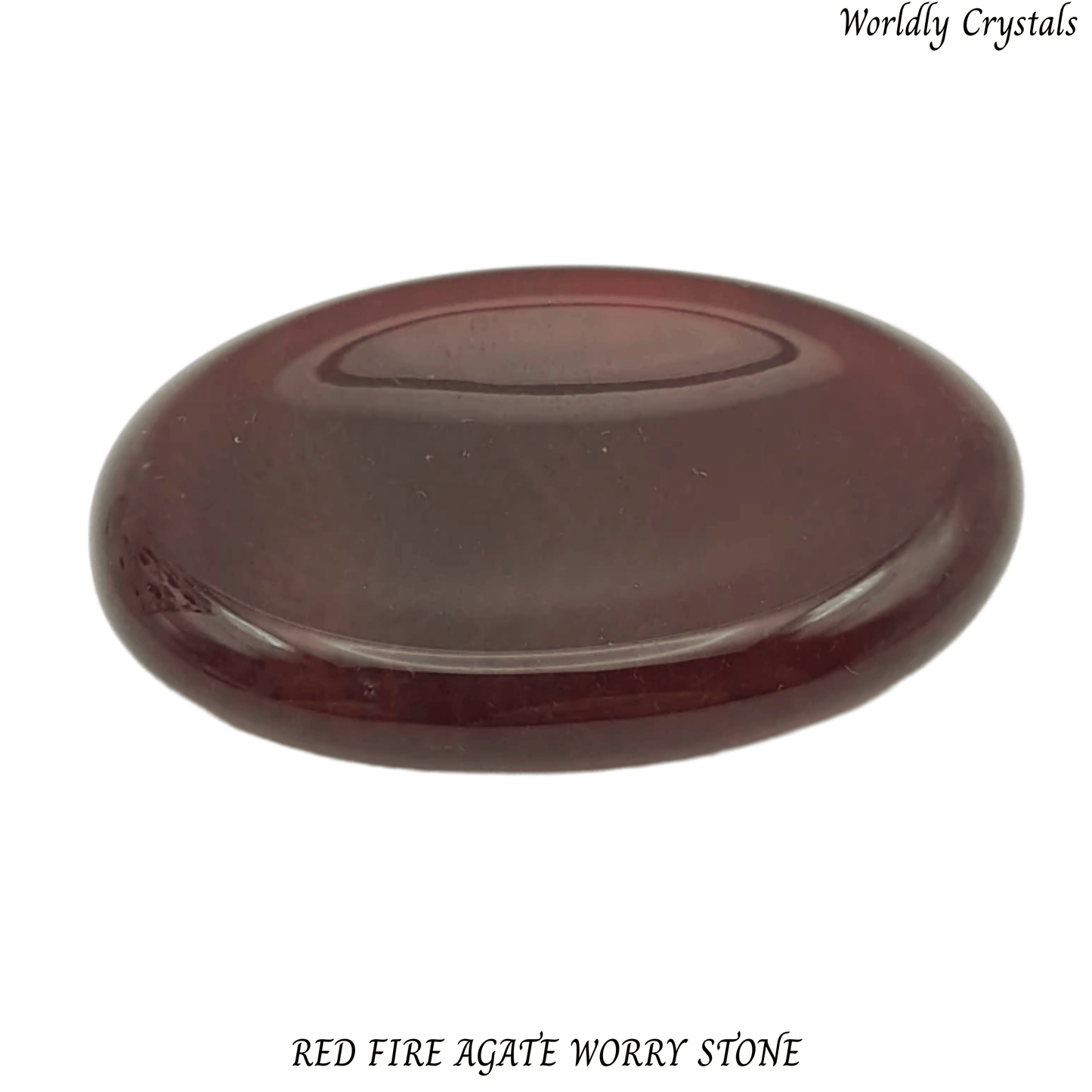 Worry Stone Agate Fire Red Oval