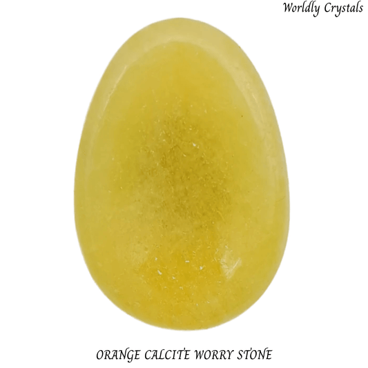 Worry Stone Calcite Orange Oval