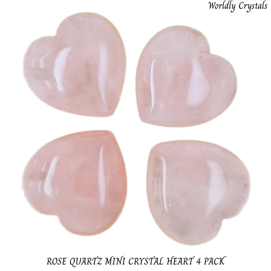 Heart Rose Quartz Mini 4pk