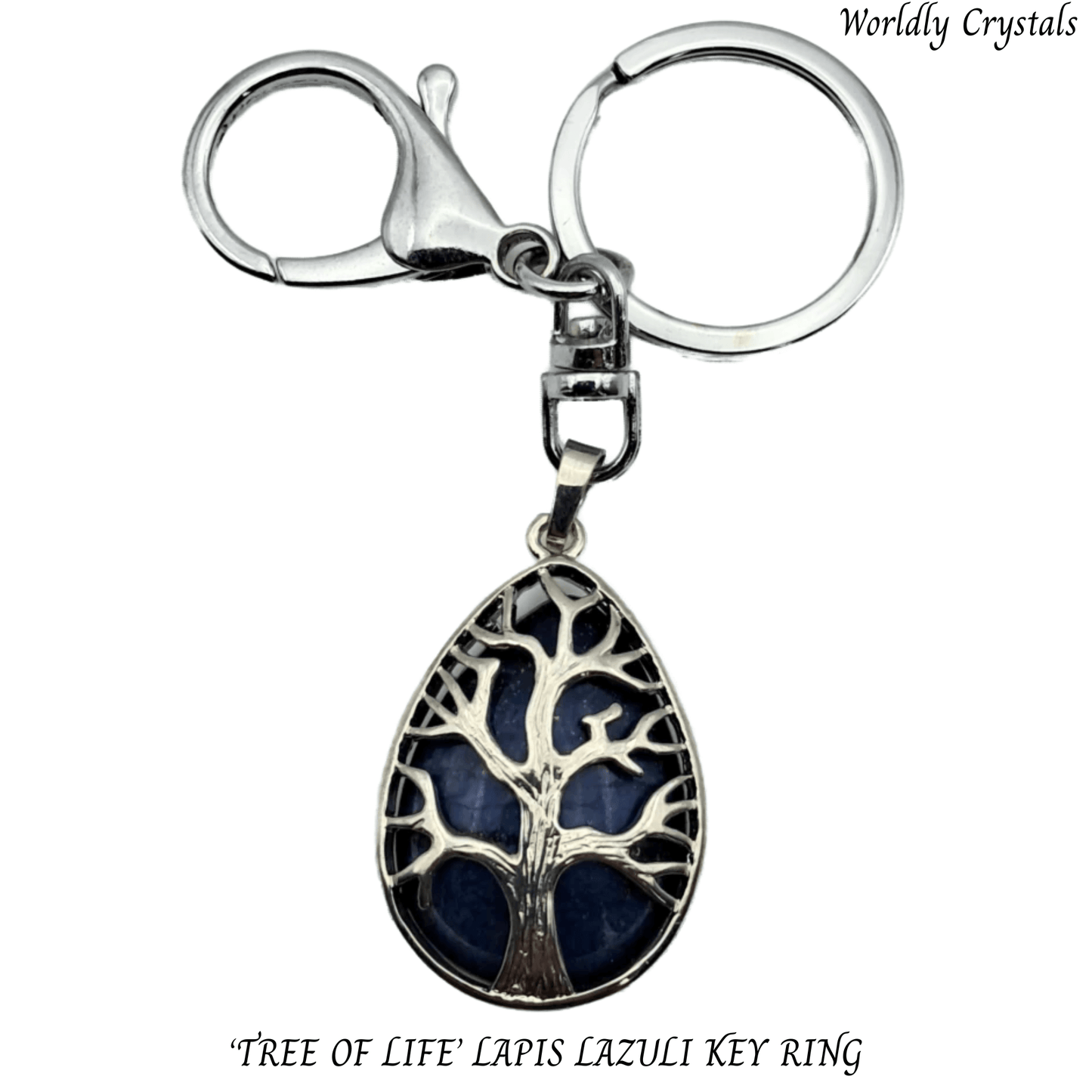 Keyring Lapis Lazuli 'Teardrop' Tree of Life