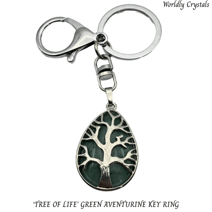 Keyring Aventurine Green 'Teardrop' Tree of Life