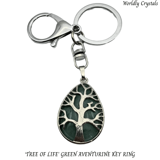 Keyring Aventurine Green 'Teardrop' Tree of Life