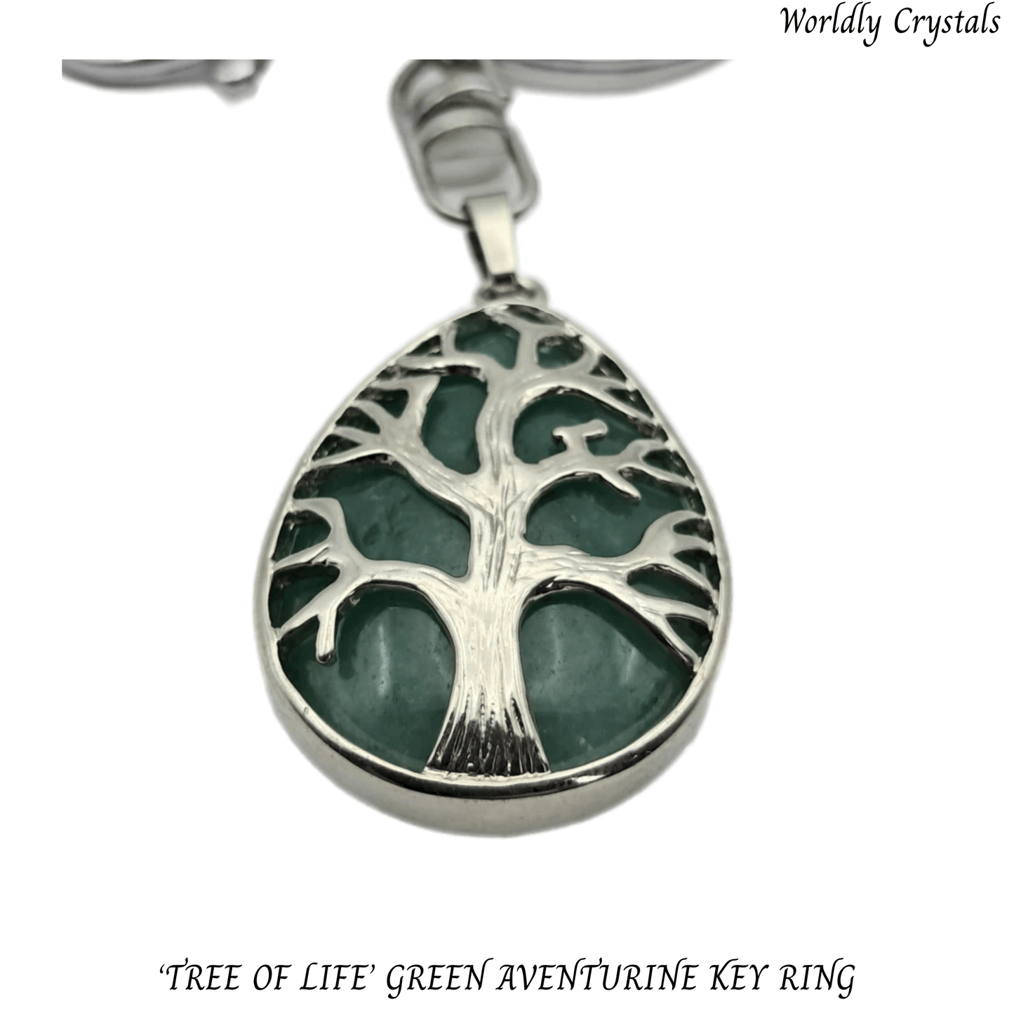 Keyring Aventurine Green 'Teardrop' Tree of Life
