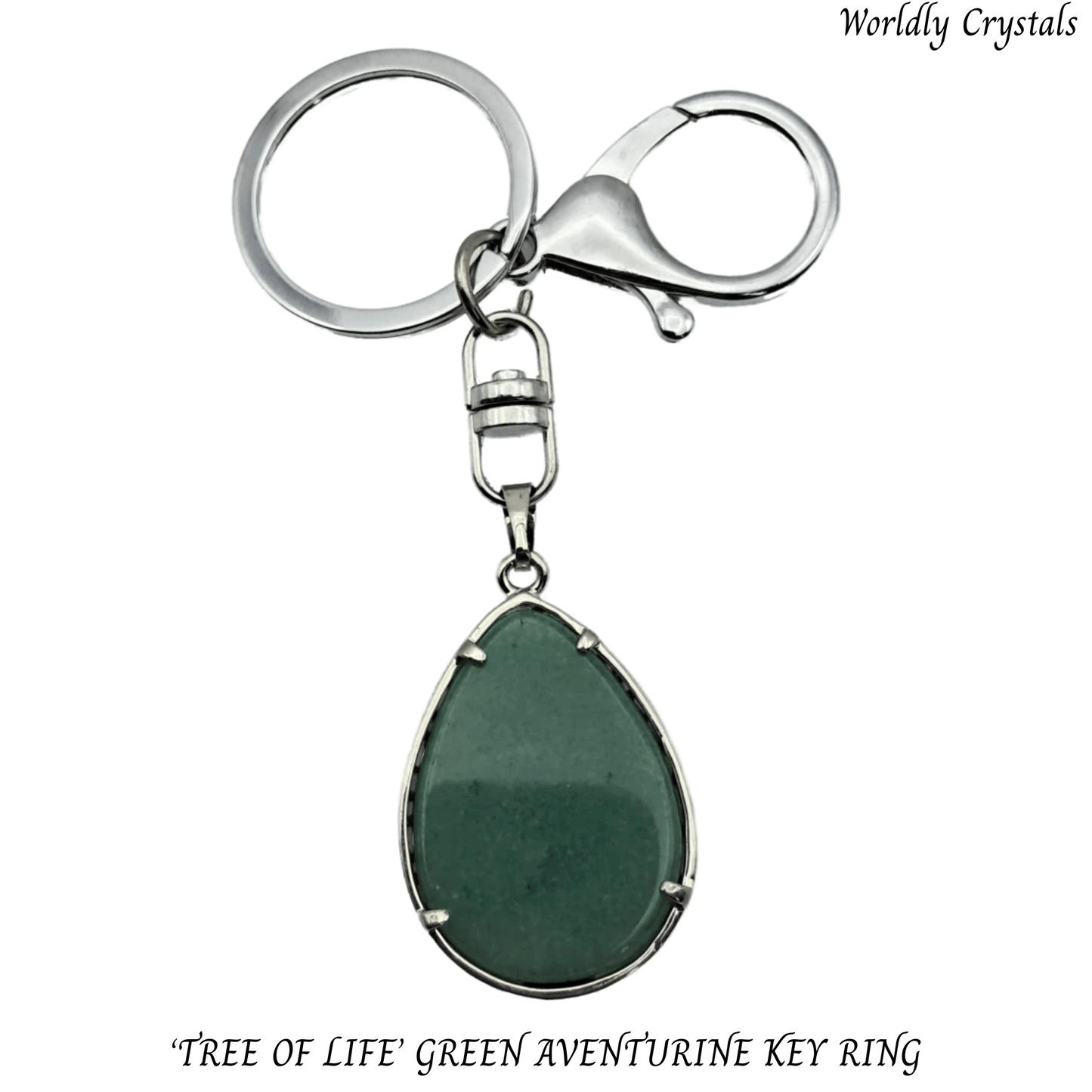 Keyring Aventurine Green 'Teardrop' Tree of Life