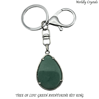 Keyring Aventurine Green 'Teardrop' Tree of Life