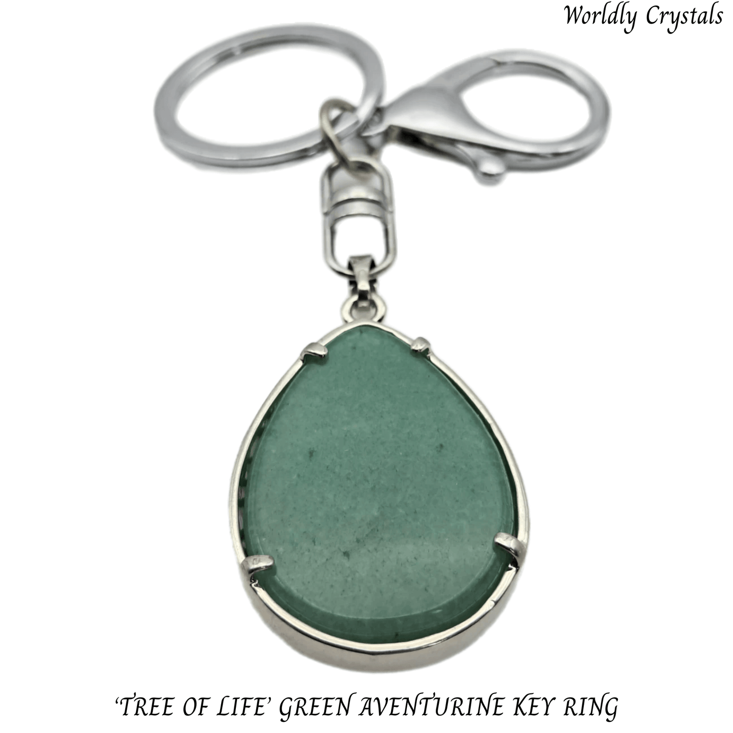 Keyring Aventurine Green 'Teardrop' Tree of Life