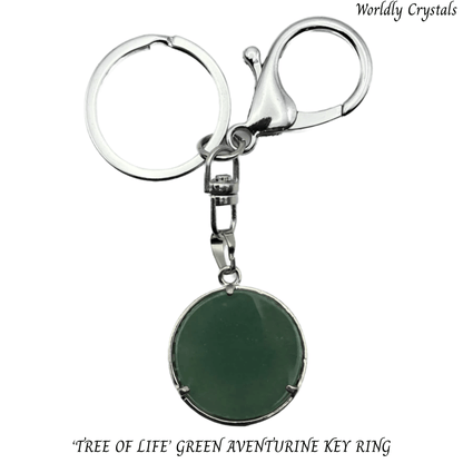 Keyring Aventurine Green 'Round' Tree of Life