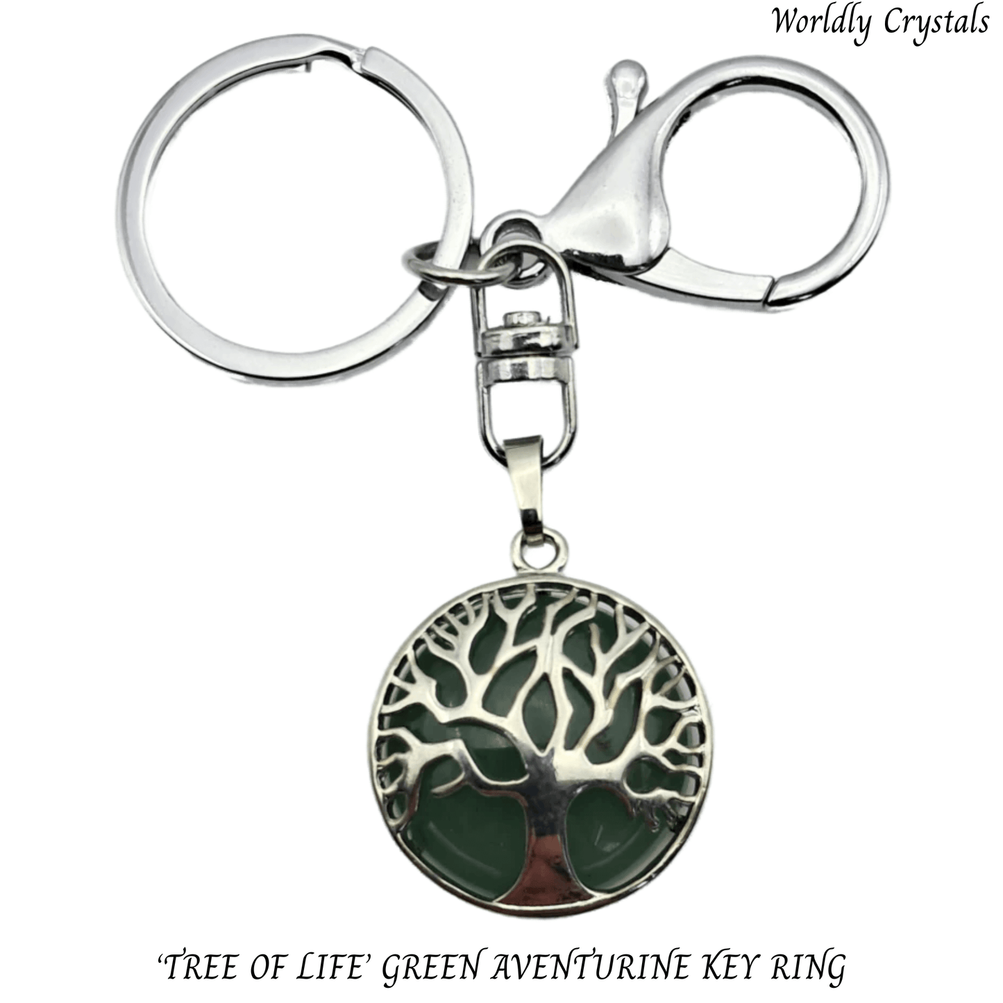 Keyring Aventurine Green 'Round' Tree of Life