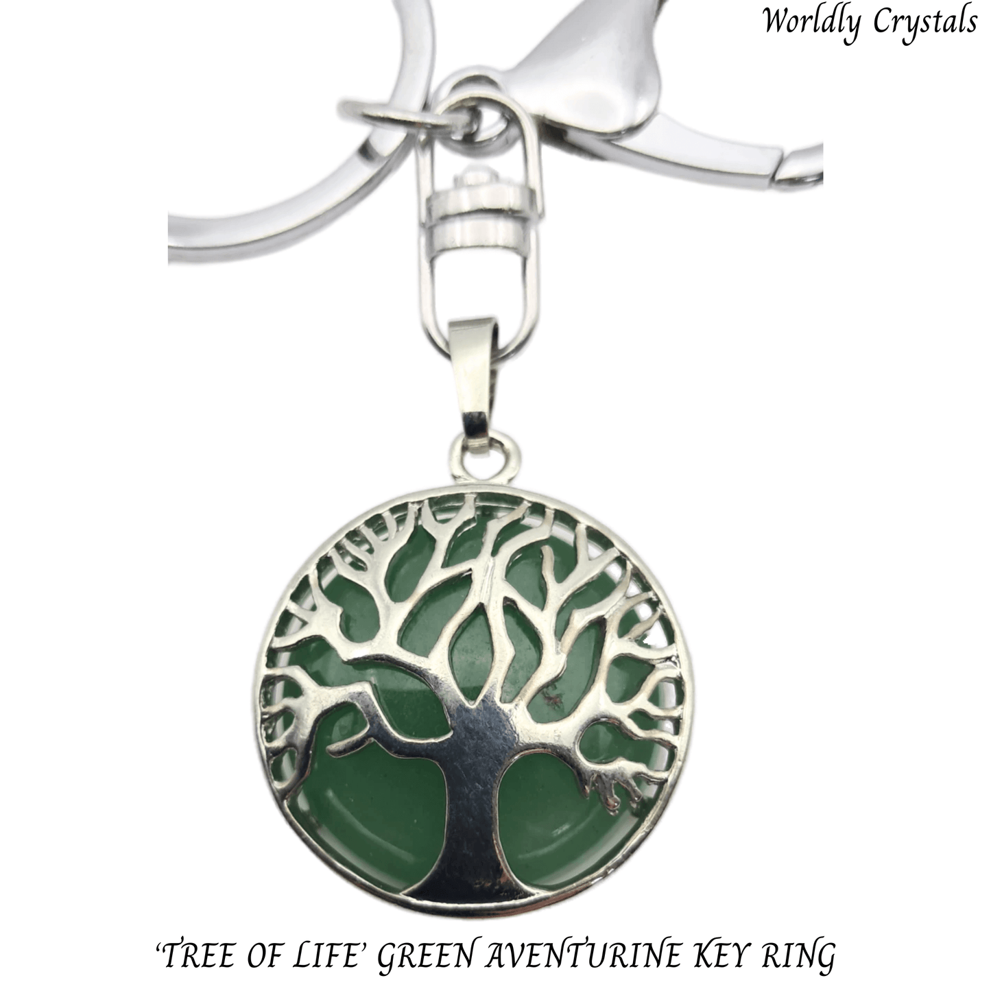 Keyring Aventurine Green 'Round' Tree of Life