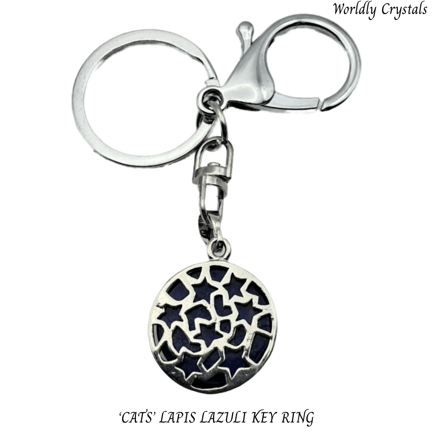 Keyring Lapis Lazuli 'Cats' Round
