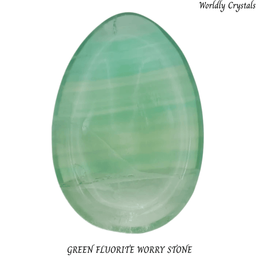 Worry Stone Fluorite Green Oval