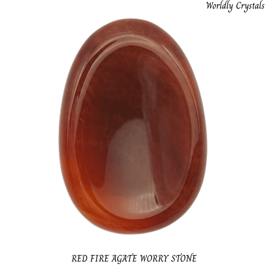 Worry Stone Agate Fire Red Oval